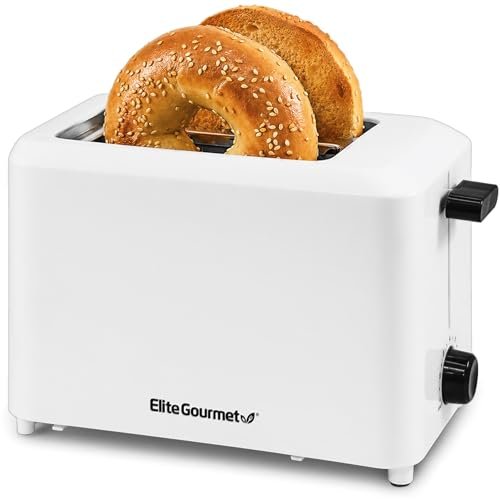 Elite Gourmet ECT-1027 Cool Touch Toaster, 7 Toast Settings Cancel Functions, Slide Out Crumb Tray, Extra Wide 1.5" Slots for Bagels Waffles Specialty Breads, Puff Pastry, Snacks, White - My Kitchen Products