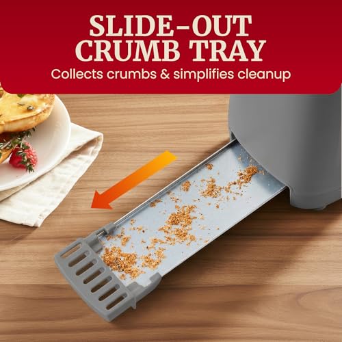 Elite Gourmet ECT2517G SLIMTOAST™ 2-Slice Long Slot Toaster, Cool-Touch Body, 6 Browning Shades, Extra-Wide 1.5" Slot for Artisan Bread, Bagels, Waffles & English Muffins, Grey - My Kitchen Products