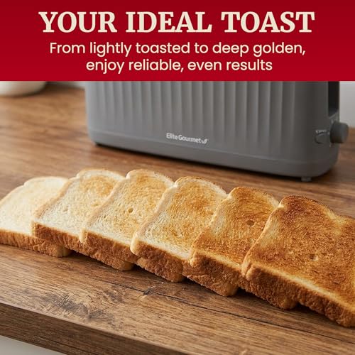 Elite Gourmet ECT2517G SLIMTOAST™ 2-Slice Long Slot Toaster, Cool-Touch Body, 6 Browning Shades, Extra-Wide 1.5" Slot for Artisan Bread, Bagels, Waffles & English Muffins, Grey - My Kitchen Products