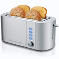 Elite Gourmet ECT4123 Long Slot 4 Slice Toaster, Extra Wide 1.5" and 5.1" Deep Slots, Bagel, Defrost & Cancel Functions, 6 Toast Shade Settings, Fits Bagels, Waffles, Artisan Breads, Stainless Steel - My Kitchen Products