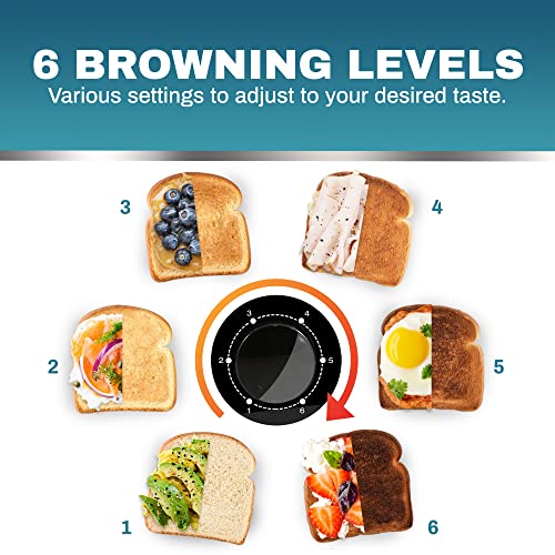 Elite Gourmet ECT4829B Long Slot 4 Slice Toaster, 6 Toast Settings Toaster Defrost, Reheat, Cancel Functions, Slide Out Crumb Tray, Extra Wide Slots for Bagels Waffles, Black - My Kitchen Products