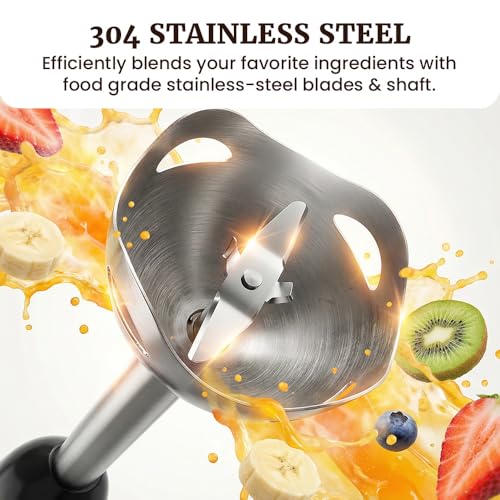 Elite Gourmet EHB1015 Immersion Hand Blender 500 Watts 2 Speed Mixing with Stainless Steel Blades, Detachable Wand Stick Mixer, Smoothies, Baby Food, Soup, Black - My Kitchen Products