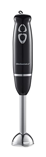 Elite Gourmet EHB1015 Immersion Hand Blender 500 Watts 2 Speed Mixing with Stainless Steel Blades, Detachable Wand Stick Mixer, Smoothies, Baby Food, Soup, Black - My Kitchen Products