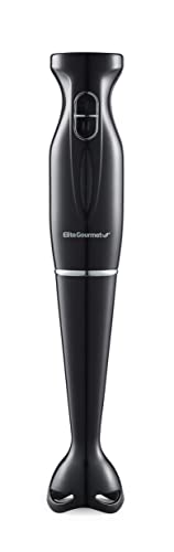 Elite Gourmet EHB3201 Immersion Hand Blender 300 Watts 2 Speed Mixing with Detachable Blades, Detachable Wand Stick Mixer, Smoothies, Baby Food, Soup, Charcoal Black - My Kitchen Products