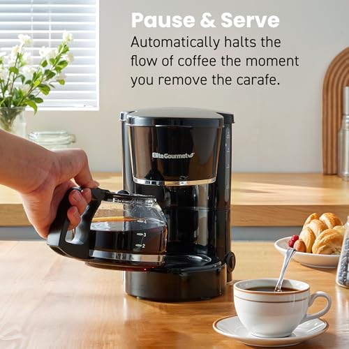 Elite Gourmet EHC-5055 Automatic 5-Cup Brew & Drip Coffee Maker with Pause N Serve Reusable Filter, On/Off Switch, Water Level Indicator - My Kitchen Products
