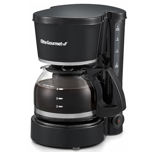 Elite Gourmet EHC-5055 Automatic 5-Cup Brew & Drip Coffee Maker with Pause N Serve Reusable Filter, On/Off Switch, Water Level Indicator - My Kitchen Products
