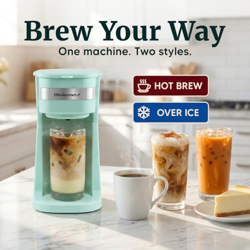 Elite Gourmet EHC113M Personal Single-Serve Compact Coffee Maker Brewer Includes 14Oz. Stainless Steel Interior Thermal Travel Mug, Compatible with Coffee Grounds, Reusable Filter, Mint - My Kitchen Products
