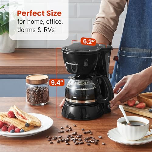 Elite Gourmet EHC4128 Automatic 4-Cup Brew & Drip Coffee Maker with Pause N Serve, Glass Carafe, Reusable Filter, On/Off Switch, Keep Warm, Water Level Indicator, Black - My Kitchen Products