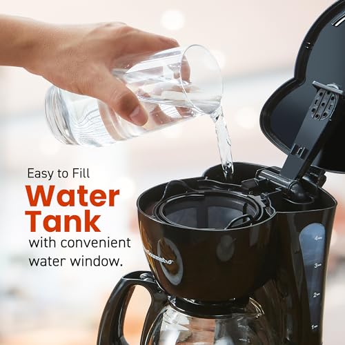 Elite Gourmet EHC4128 Automatic 4-Cup Brew & Drip Coffee Maker with Pause N Serve, Glass Carafe, Reusable Filter, On/Off Switch, Keep Warm, Water Level Indicator, Black - My Kitchen Products