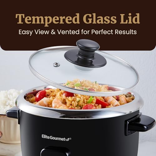 Elite Gourmet ERC006SS 6-Cup Electric Rice Cooker with Stainless Steel Inner Pot, Makes Soups, Stews, Porridges, Grains and Cereals, 6 cup (3 cups uncooked), Black - My Kitchen Products