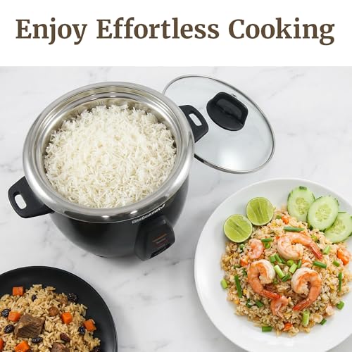 Elite Gourmet ERC2010B Electric Rice Cooker with Stainless Steel Inner Pot Makes Soups, Stews, Porridge's, Grains and Cereals, 10 cups cooked (5 Cups uncooked), Black - My Kitchen Products