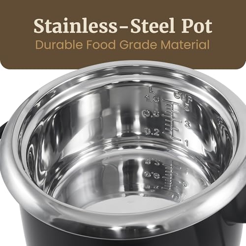 Elite Gourmet ERC2010B Electric Rice Cooker with Stainless Steel Inner Pot Makes Soups, Stews, Porridge's, Grains and Cereals, 10 cups cooked (5 Cups uncooked), Black - My Kitchen Products