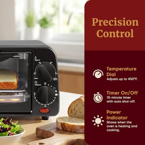 Elite Gourmet ETO236 Personal Compact 2 Slice Countertop Toaster Oven with 15 Minute Timer & Adjustable Temperature, Bake, Broil, & Toast, Black - My Kitchen Products