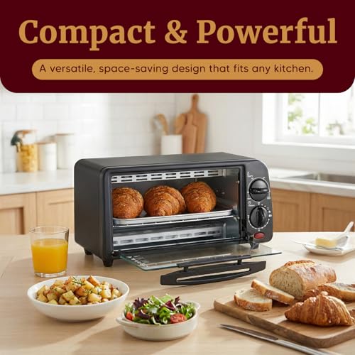 Elite Gourmet ETO236 Personal Compact 2 Slice Countertop Toaster Oven with 15 Minute Timer & Adjustable Temperature, Bake, Broil, & Toast, Black - My Kitchen Products