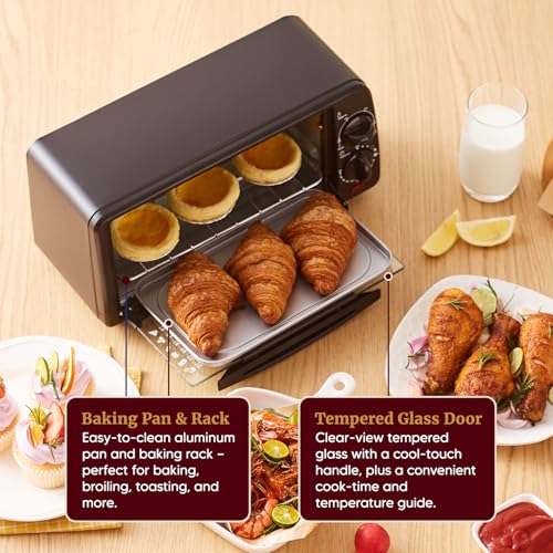 Elite Gourmet ETO236 Personal Compact 2 Slice Countertop Toaster Oven with 15 Minute Timer & Adjustable Temperature, Bake, Broil, & Toast, Black - My Kitchen Products