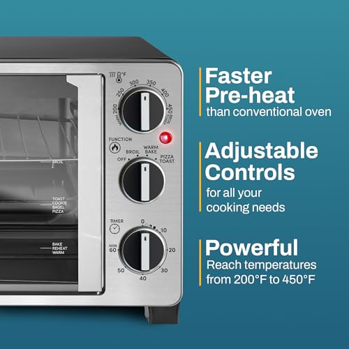 Elite Gourmet ETO2530M Double French Door Countertop Toaster Oven, Bake, Broil, Toast, Keep Warm, Fits 12" pizza, 25L capacity, Stainless Steel & Black - My Kitchen Products