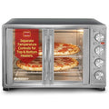 Elite Gourmet ETO4510B French Door 47.5Qt, 18-Slice Convection Oven 4-Control Knobs, Bake Broil Toast Rotisserie Keep Warm, Includes 2 x 12" Pizza Racks, Stainless Steel - My Kitchen Products