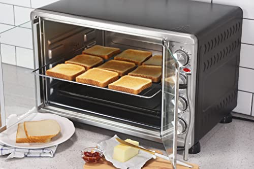 Elite Gourmet ETO4510MX French Door 47.5Qt, 18-Slice Convection Oven 4-Control Knobs, Bake Broil Toast Rotisserie Keep Warm, Includes 2 x 14" Pizza Racks, Stainless Steel - My Kitchen Products