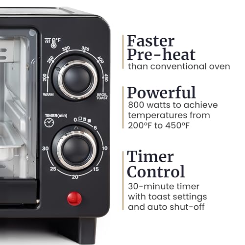 Elite Gourmet ETO490 9L/4 Slice Countertop Toaster Oven with 30-Minute Timer, Adjustable Temperature Control, Includes Baking Pan and Wire Rack, Bake, Broil, Toast, Black - My Kitchen Products