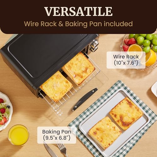 Elite Gourmet ETO490 9L/4 Slice Countertop Toaster Oven with 30-Minute Timer, Adjustable Temperature Control, Includes Baking Pan and Wire Rack, Bake, Broil, Toast, Black - My Kitchen Products