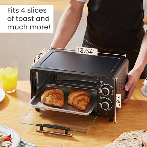Elite Gourmet ETO490 9L/4 Slice Countertop Toaster Oven with 30-Minute Timer, Adjustable Temperature Control, Includes Baking Pan and Wire Rack, Bake, Broil, Toast, Black - My Kitchen Products