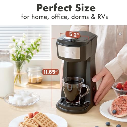 Elite Gourmet HyperChiller EHC210N Iced/Hot Coffee Maker, K-Cup or Coffee Grounds, 8, 10 or 12oz Pours, Removable K-Cup Holder and Reusable Mesh Filter, Drip tray, Black/Stainless-Steel - My Kitchen Products