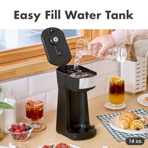 Elite Gourmet HyperChiller EHC210N Iced/Hot Coffee Maker, K-Cup or Coffee Grounds, 8, 10 or 12oz Pours, Removable K-Cup Holder and Reusable Mesh Filter, Drip tray, Black/Stainless-Steel - My Kitchen Products