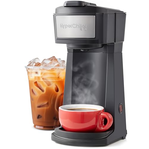 Elite Gourmet HyperChiller EHC210N Iced/Hot Coffee Maker, K-Cup or Coffee Grounds, 8, 10 or 12oz Pours, Removable K-Cup Holder and Reusable Mesh Filter, Drip tray, Black/Stainless-Steel - My Kitchen Products