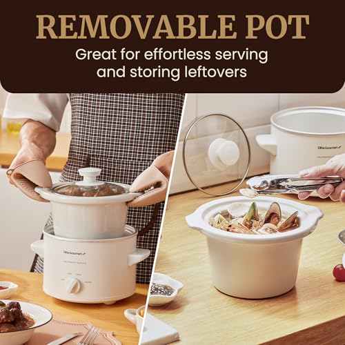Elite Gourmet MST-250XW Electric Ceramic Slow Cooker, Adjustable Temp - My Kitchen Products