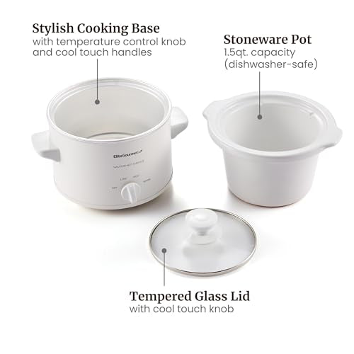 Elite Gourmet MST-250XW Electric Ceramic Slow Cooker, Adjustable Temp - My Kitchen Products