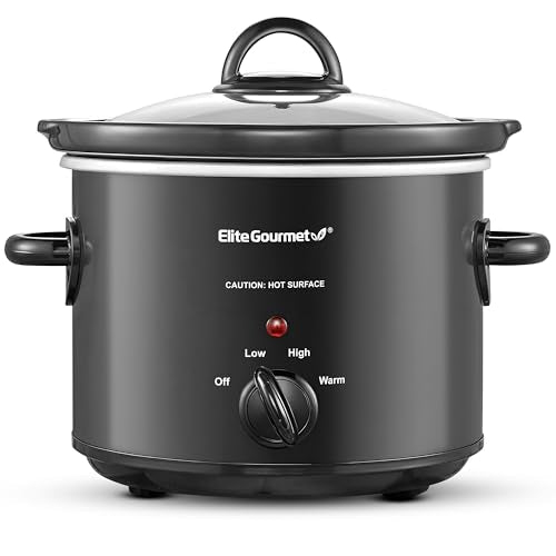Elite Gourmet MST-350B Electric Slow Cooker, Adjustable Temp, Entrees, Sauces, Stews & Dips, Dishwasher Safe Glass Lid & Crock (3 Quart, Black) - My Kitchen Products