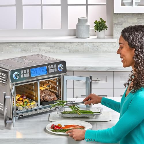 Emeril Lagasse Dual Zone 360 Air Fryer Oven Combo with French Door, 25 QT Extra Large, Cook Two Foods in Different Ways, Up to 60% Faster from Frozen to Finish, Pizza Stone Accessory - My Kitchen Products