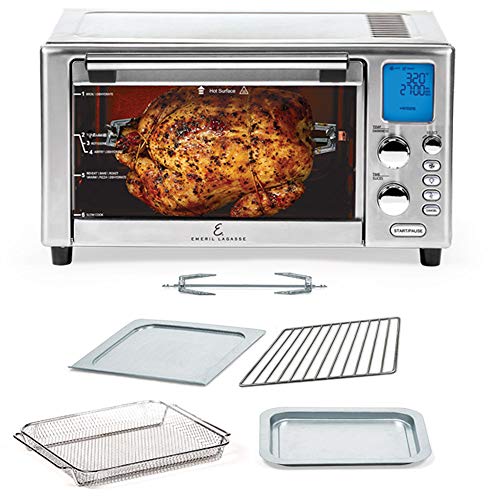 Emeril Lagasse Everyday 360 Stainless Steel Air Fryer, 360° Quick Cook Technology, XL capacity, 9-in-1, 12 Pre-Set Cooking Functions including Bake, Rotisserie, Broil, Pizza, Slow Cook, Toaster - My Kitchen Products