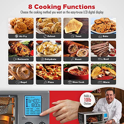 Emeril Lagasse Everyday 360 Stainless Steel Air Fryer, 360° Quick Cook Technology, XL capacity, 9-in-1, 12 Pre-Set Cooking Functions including Bake, Rotisserie, Broil, Pizza, Slow Cook, Toaster - My Kitchen Products