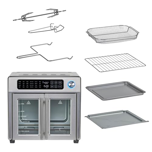 Emeril Lagasse Extra Large French Door Air Fryer Toaster Oven Combo, 24 Cooking Functions and Digital Controls, 7 Accessories Included, Stainless Steel Finish, 26QT Capacity - My Kitchen Products