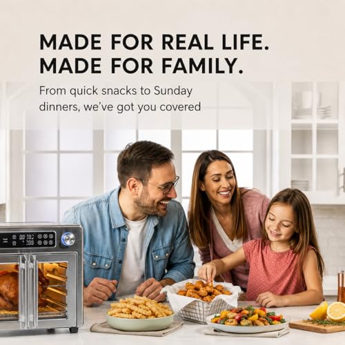 Emeril Lagasse Extra Large French Door Air Fryer Toaster Oven Combo, 24 Cooking Functions and Digital Controls, 7 Accessories Included, Stainless Steel Finish, 26QT Capacity - My Kitchen Products