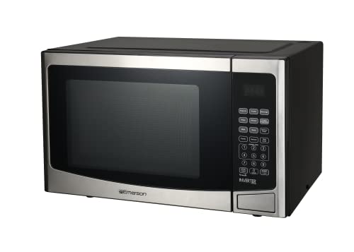 Emerson 1.2 Cu. Ft. Microwave Oven with Inverter, Timer & LED Display, 1000W, 10 Power Levels, 8 Pre-Programmed Settings, Removable Glass Turntable with Child Safe Lock, MWI1212SS, Stainless Steel - My Kitchen Products