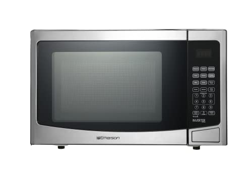 Emerson 1.2 Cu. Ft. Microwave Oven with Inverter, Timer & LED Display, 1000W, 10 Power Levels, 8 Pre-Programmed Settings, Removable Glass Turntable with Child Safe Lock, MWI1212SS, Stainless Steel - My Kitchen Products