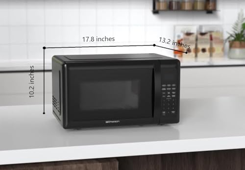 Emerson MW7302B Compact Countertop Microwave Oven with Touch Control, LED Display, 700W, 10 Power Levels, 6 Auto Menus, Glass Turntable and Child Safe Lock, 0.7 Cu., Ft. Black - My Kitchen Products