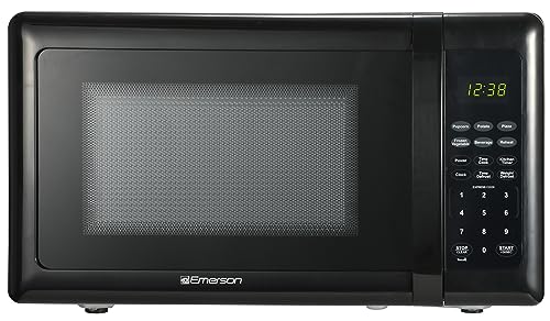 Emerson MW7302B Compact Countertop Microwave Oven with Touch Control, LED Display, 700W, 10 Power Levels, 6 Auto Menus, Glass Turntable and Child Safe Lock, 0.7 Cu., Ft. Black - My Kitchen Products