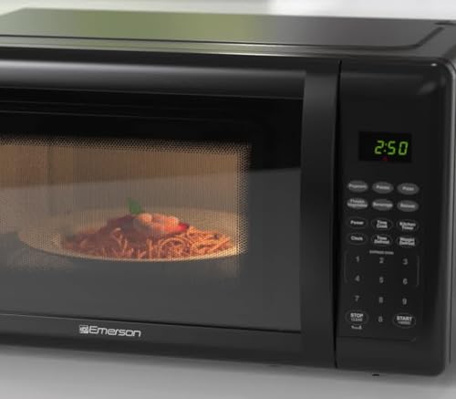 Emerson MW7302B Compact Countertop Microwave Oven with Touch Control, LED Display, 700W, 10 Power Levels, 6 Auto Menus, Glass Turntable and Child Safe Lock, 0.7 Cu., Ft. Black - My Kitchen Products