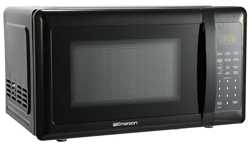 Emerson MW7302B Compact Countertop Microwave Oven with Touch Control, LED Display, 700W, 10 Power Levels, 6 Auto Menus, Glass Turntable and Child Safe Lock, 0.7 Cu., Ft. Black - My Kitchen Products