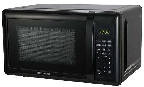 Emerson MW7302B Compact Countertop Microwave Oven with Touch Control, LED Display, 700W, 10 Power Levels, 6 Auto Menus, Glass Turntable and Child Safe Lock, 0.7 Cu., Ft. Black - My Kitchen Products