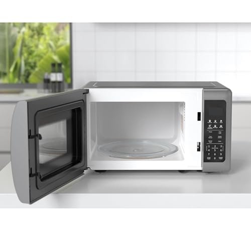 Emerson MW7601SL Countertop Microwave Oven with Sleek Mirrored Finish Glass Door, 700W, 10 Power Levels and 6 Pre-Programmed Settings with Child Safe Lock, 0.7. Cu. Ft., Silver - My Kitchen Products