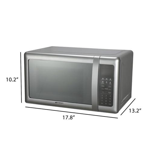 Emerson MW7601SL-N Countertop Microwave Oven with Sleek Mirrored Finish Glass Door, 700W, 10 Power Levels and 6 Pre-Programmed Settings with Child Safe Lock, 0.7. Cu. Ft., Silver - My Kitchen Products
