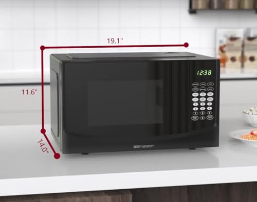 Emerson MW9255B Countertop Microwave Oven, 6 Pre-Programmed Settings, Removable Glass Turntable and Child Safety Lock, 0.9 Cu ft, 900W, Black - My Kitchen Products