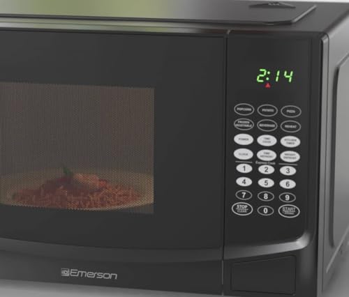 Emerson MW9255B Countertop Microwave Oven, 6 Pre-Programmed Settings, Removable Glass Turntable and Child Safety Lock, 0.9 Cu ft, 900W, Black - My Kitchen Products