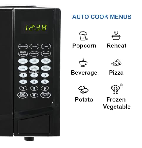 Emerson MW9255B Countertop Microwave Oven, 6 Pre-Programmed Settings, Removable Glass Turntable and Child Safety Lock, 0.9 Cu ft, 900W, Black - My Kitchen Products