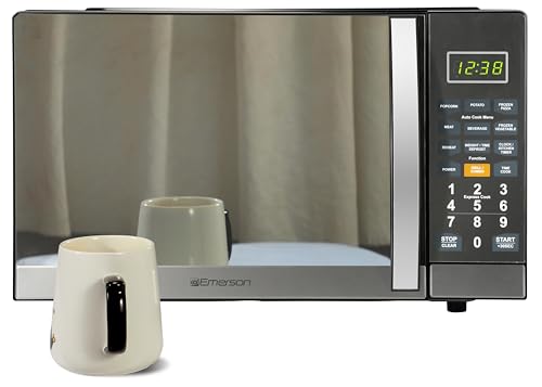 Emerson MWG1191SB 1.1 Cu. Ft. Microwave with Built-In Grill Function, 1100W Power, Stainless Steel, LED Timer Display, 11 Power Levels, 9 Preset Cooking Options, Removable Glass Turntable, Child Lock - My Kitchen Products