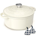 Enameled Cast Iron Dutch Oven - Umite Chef 5QT Pot with Lid & Cotton Potholders - Heavy-Duty Cookware for Bread Baking, Braising, Stews, Roasting(Cream White) - My Kitchen Products
